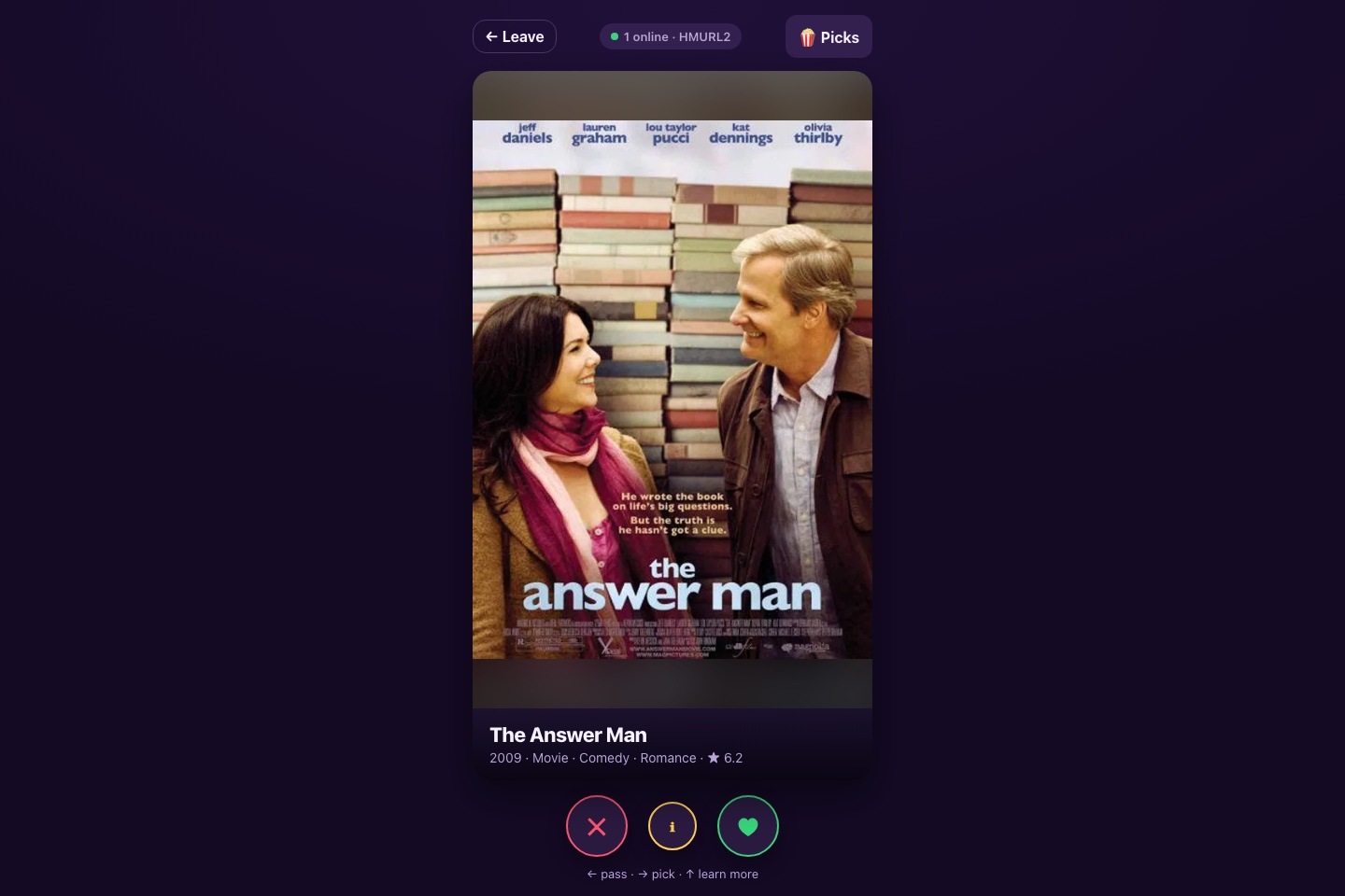 Popcorn Picks group movie-match app